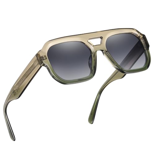 Image of DUCO Retro Square Aviator Sunglasses for Women Men Classic Vintage Trendy 70s Shades UV protection Sun Glasses DC2358