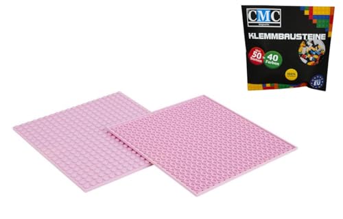 CMC imports 2 x Bauplatte Grundplatte Modular - beidseitiges Bauen Kompatibel 20 x 20 Noppen Platte Basepalte Klemmbausteine Bausteine City 34 vers. Farben (Rosa / 970)