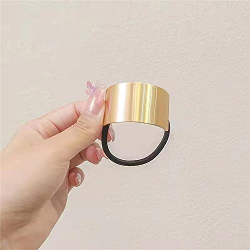 4Pieces Ponytail Hair Cuff Metal Circle Horsetail Retainer Elastic Hair Rope Hair Ties Accessories For Women Girls,4 Style (Gold) #TOP2