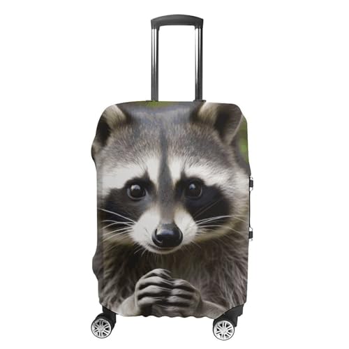 Cute Raccoon Luggage Cover, Washable Elastic Suitcase Cover Protector Fit 18-32 Inch Luggage