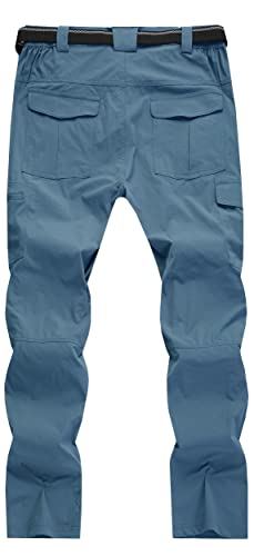 Wenronsta Men's Hiking Work Cargo Pants Quick-Dry Lightweight Waterproof 6 Pockets Outdoor Mountain Fishing Camping Pants Stone Blue L #TOP6