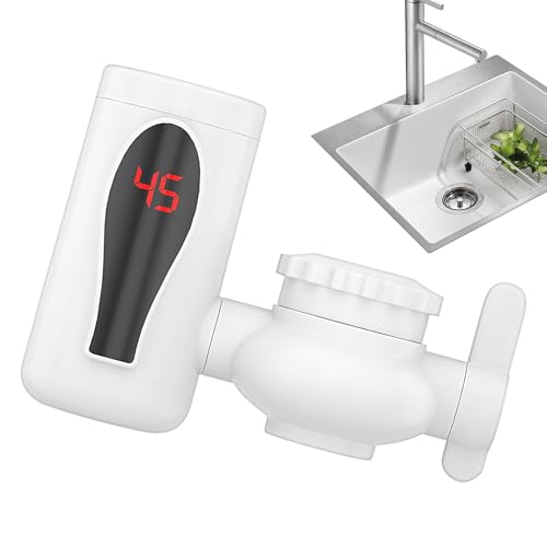 Renchey Grifo de Agua Caliente,Grifo De Calentamiento Eléctrico | Con Pantalla LED Digital Y 2 Modos Giratorio Para Cocina Lavamanos Zonas Exteriores Apartamentos Pequeños