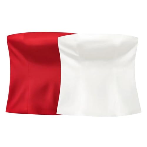 Women's Red Satin Backless Off Shoulder Corset Tube Tops Female Sexy Sleeveless Tops2