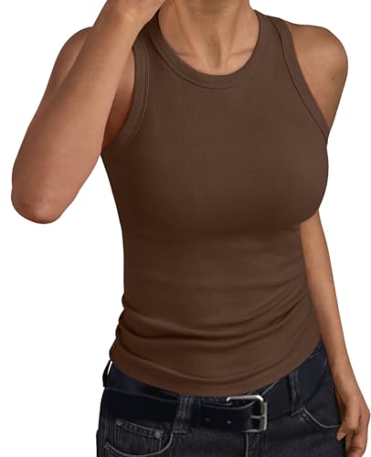 Trendy Queen Womens Tank Tops Summer Workout Racerback Ribbed Shirts Beach Vacation Outfits Spring Fashion Y2k Clothes