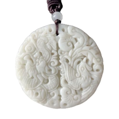 藍田玉翡翠・ヒスイネックレスペンダント龍鳳形彫刻天然石パワーストーンプレゼントにも040P9310