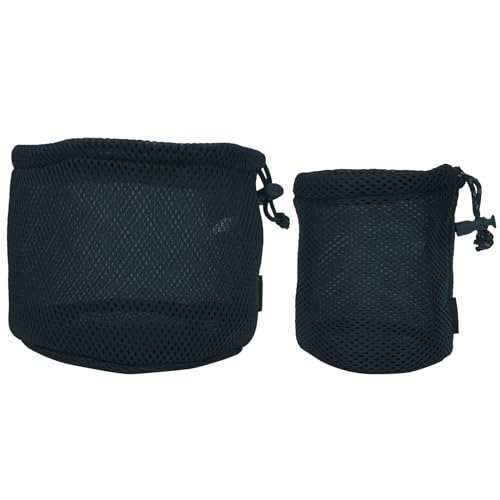Bolsa de almacenamiento para macetas de camping al aire libre, malla de nailon negro, bolsas de viaje con cordón, bolsa de almacenamiento de utensilios de cocina, bolsa de malla de nailon negro, bolsa