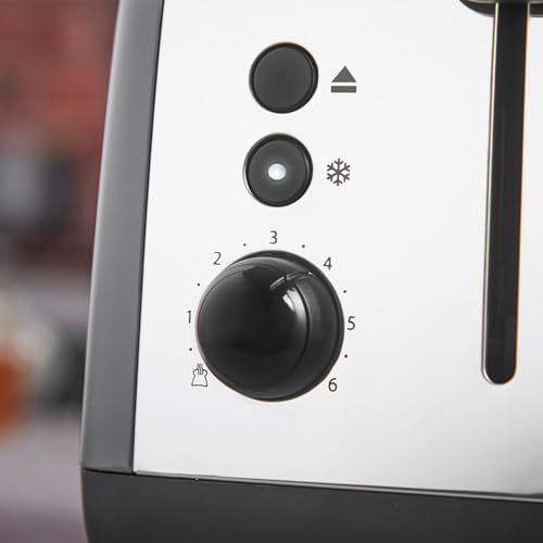Russell Hobbs 2 Slice Lift & Look Toaster (Longer slots, 6 Browning levels, Defrost/Reheat/Cancel function, Removable Crumb Tray, 1670W, Grey & Stainless Steel Gloss finish) 26552