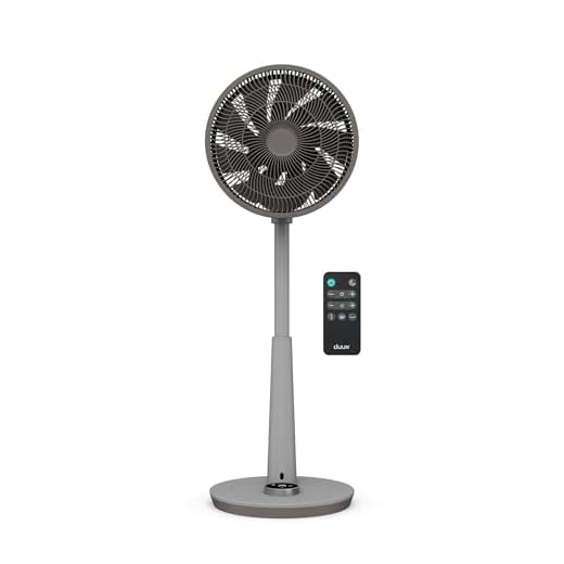 Duux Whisper 2 Standing Fan with Remote Control, 26 Cooling Speeds, Height Adjustable, Multi-direction Oscilation, Quiet Fan with Night Mode and Timer, Grey