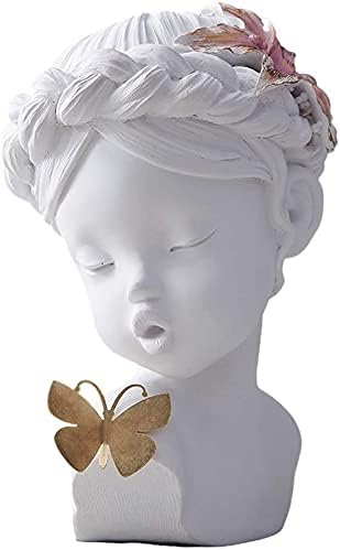 Estatuas de niña de resina besándose mariposa niña, escultura moderna para niñas, adorno artesanal para sala de estar, decoración de mesa,