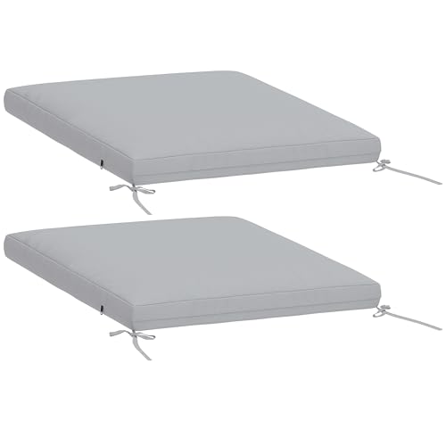 Outsunny Lot de 2 Coussins de Chaise de Jardin, galettes de Chaise 50 x 50 cm, Mousse Haute densité, antidérapants, lavables, pour mobilier extérieur,...