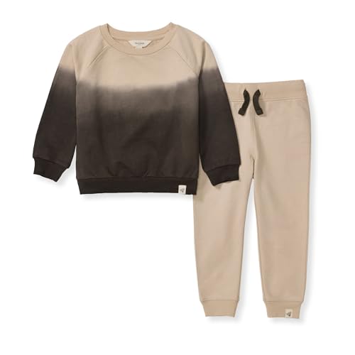 Image of Burt's Bees Baby Boys Shirt and Pant Set, Long Sleeve Top & Bottom Outfit Bundle, 100% Organic Cotton