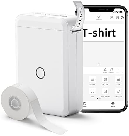 Label Maker Machine with Tape, D110 Portable Bluetooth Label Printer, Small Smart Phone Handheld Sticker Mini Labeler, Easy to Use Inkless Office Home Organization USB Rechargeable