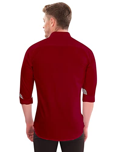 Image of LookMark Men's Cotton Blend Stitched Solid Full Sleeve Regular Fit Shirt
