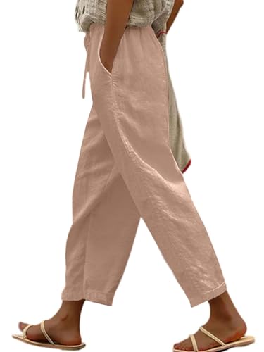 Pantalon en coton et lin pour femme fluide et léger pour l'été