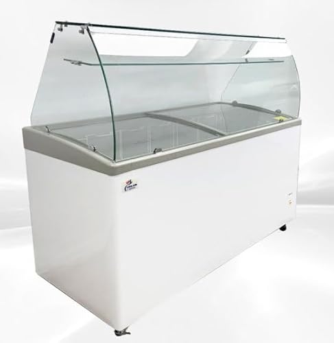 Gelato Freezer Display Case with Curved Glass