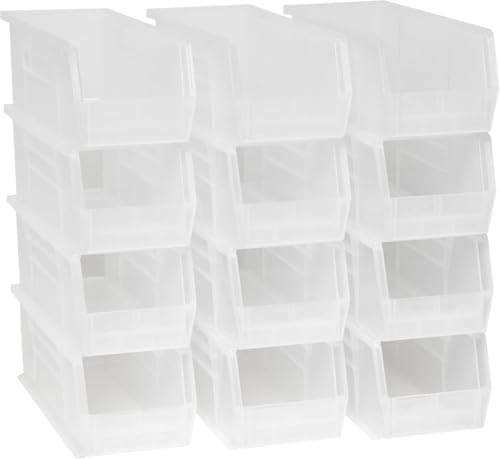 Akro-Mils 30234 AkroBins Plastic Storage Bins, 15″x5″x5″, Clear, 12-Pack