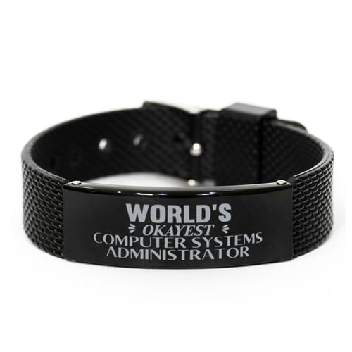 World's Okayest Computer Systems Administrator Shark Mesh Bracelet Gifts For Computer Systems Administrator Christmas Holiday Present Gifts for Computer Systems Administrator Biirthday Gifts, Engraved
