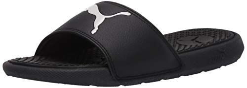 PUMA Unisex-Child Cool Cat Sport Slide Sandal, Black White, 1 M US Little Kid