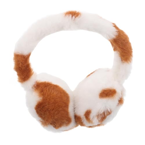 LIFKOME Fashion Winter Ear Muffs Foldable Plush Leopard Print Ear Warmers for Women Cold Weather Outdoor Use Khaki