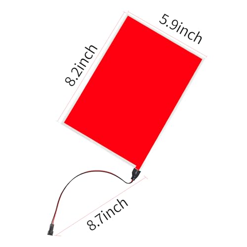 Image of El Panel Backlight 8.2 x 5.9 Inches Electroluminescent Sheet Light DIY Cuttable Backlight Paper Lamplamp Sheet Neon for Cosplay Party Decoration Luminous Piece (Red)