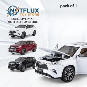 Image of 1:24 Scale Highlnder Hybrid Diecast Car Model - Metal Pull-Back Car with Sound, Lights, Super Openable Doors, Toy for Boys & Kids (Multicolor) (Pack of 1)