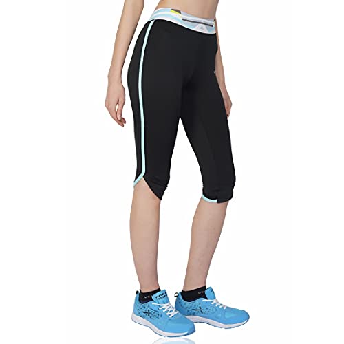 Image of Vector X Polyester Relaxed Regular Fit Capri Activewear for Women (Black)