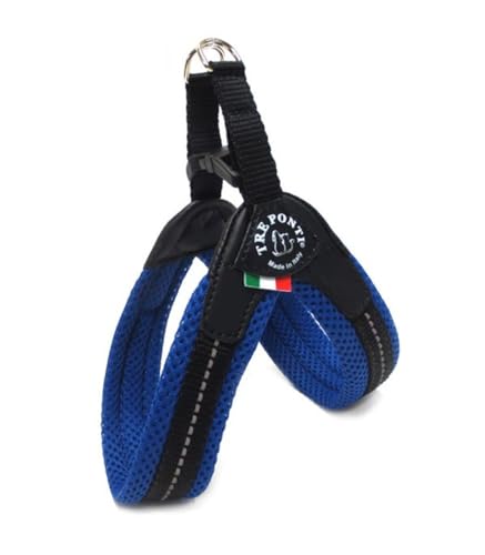 Tre Ponti Fibbia Harnais en maille pour petits chiens Bleu Clair Taille 2