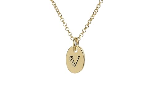 Collier en or 14k avec pendentif ovale et initiales gravées main