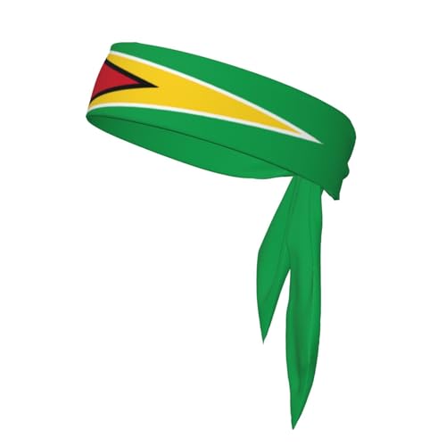 Guyana Flag Tie Headband for Men Women Adjustable Sports Sweatband Head Ties for Yoga Workout Running