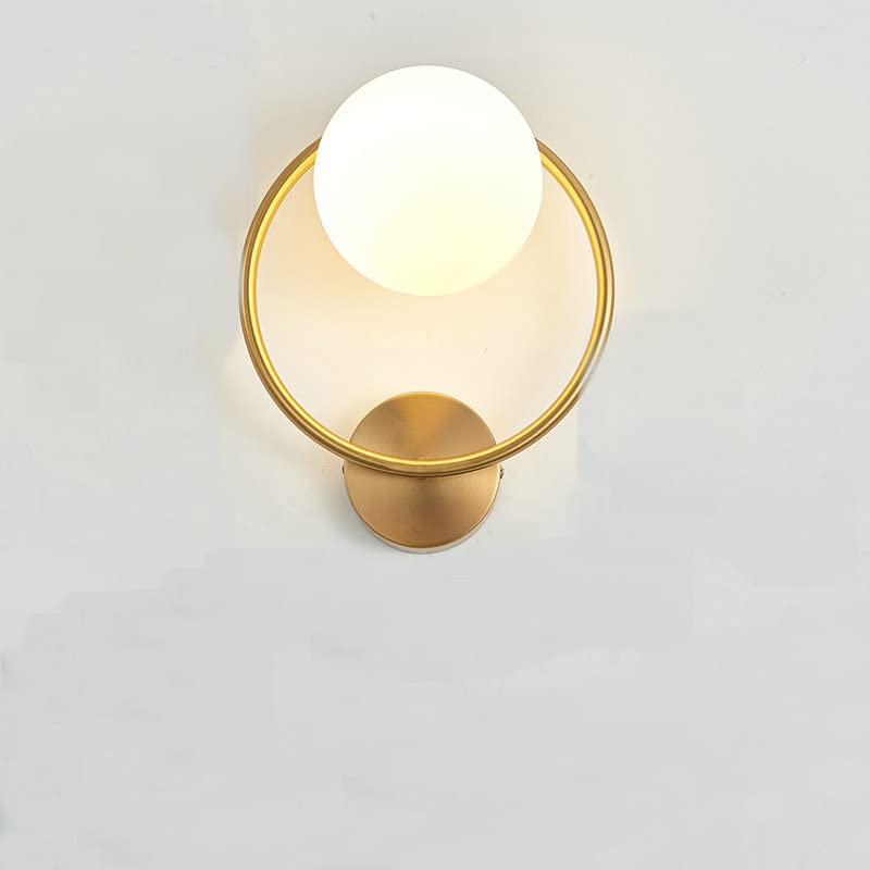 Lámpara de pared circular E27 dorada para iluminación de pasillos, terrazas y balcones