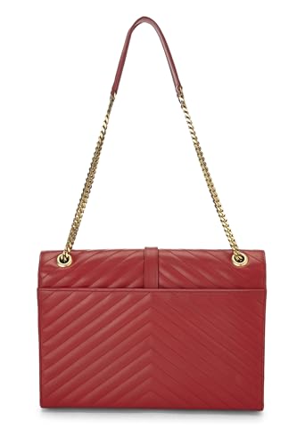 Pre-Loved Red Calfskin Envelope Shoulder Bag Large, Red4