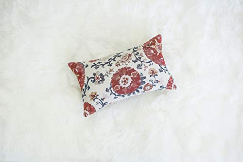 Mika Home Pack Of 2 Jacquard Circle Floral Rectangle Throw Pillow Covers Oblong Pillow Cases For 12X20 Inserts Cream Red #TOP4