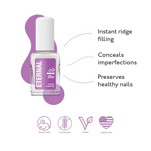 eternal ridge filler base coat nail polish 135 ml clear nail primer treatment - ridge filling base coat strengthener for nail strength amp repair of hard thin dry amp ridged fingernails - 1 unit