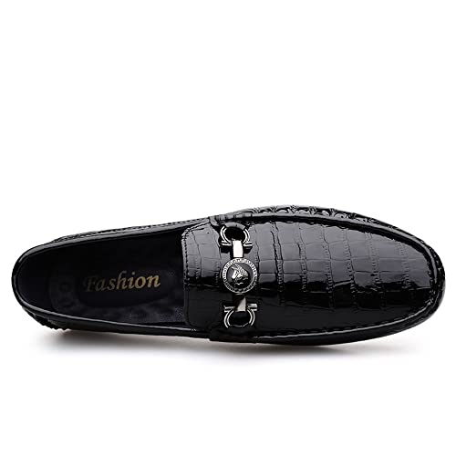 Mens Loafers Shoe Round Toe Faux Crocodile Embossed Leather Lightweight Flat Heel Anti-Slip Fashion Slip-on4
