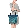 WSSYYBF The Deep Ocean Tote Bags.Large Zippered Polyester Tote, Padded Shoulder Bag for Travel Shopping #1