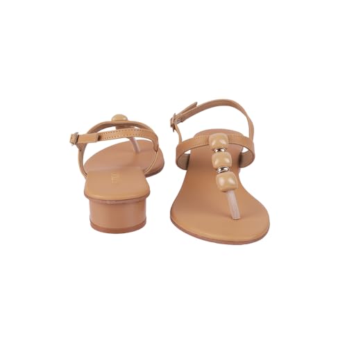 Image of Metro Women Faux Leather Beaded Thong Casual Sandals