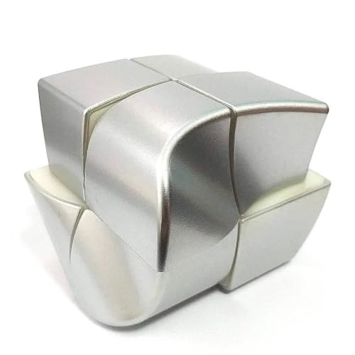 Image of YJ YuanFang 2x2 Shape Mod Speed Cube | Metallic Silver Wave Design | Unique 2x2x2 Shape Modification for Collectors and Puzzle Enthusiasts