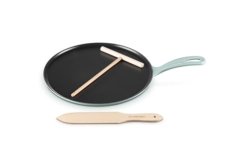 Le Creuset Poêle à crêpes ronde traditionnelle en fonte émaillée, 26 cm, sel de mer