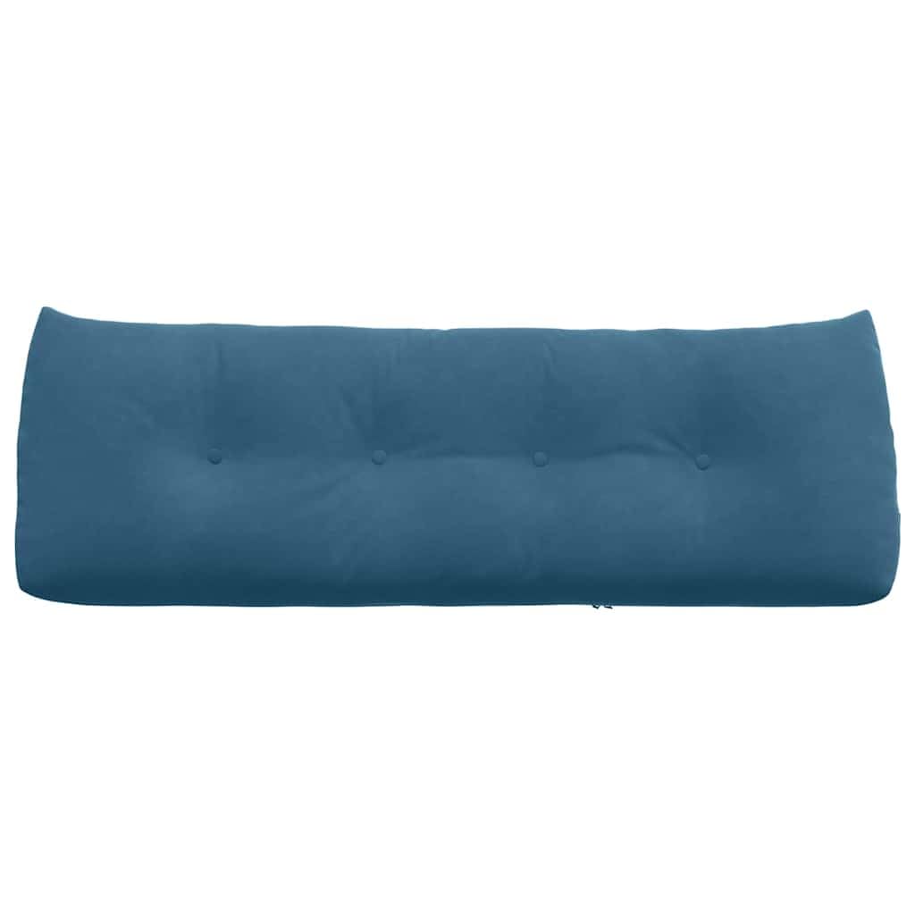 Rückenkissen Blau 140x24x50 cm Samt Lesekissen für Bett und Sofa - Ergonomisches Keilkissen Groß mit Seitentasche - Weiches Sofakissen Samtkissen Dekokissen für Wohnzimmer Schlafzimmer
