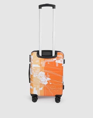 Image of TEAKWOOD LEATHERS Twin Printed 360 Degree Rotation Hard Cabin Trolley Bag (Orange, Small)