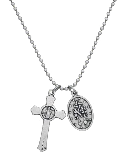 St. Benedict Crucifix Necklace with Miraculous Medal for Men & Women, 24" Ball Chain | Catholic Cross Necklace, Christian Jewelry2