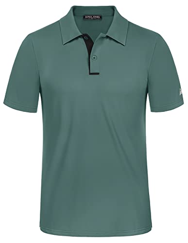 Mens Classic Solid Color Business Shirts Breathable Stylish Polo Shirt Blue Green Xl #TOP4