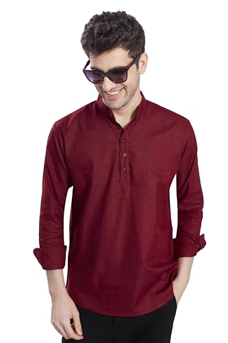 Image of DIVISIVE Men's Slim Fit Full Sleeves Cotton Short Kurta