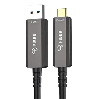 FIBBR Fiber Optic USB A to USB C Cable 10M, 10Gbps Long Distance Data ...