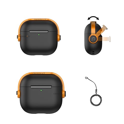 Image of Anti-Lost Lid Design Case Cover and Full Protection Compatible with Airpods 4 and AirPods 4 with Active Noise Cancellation(ANC) 2024 with Carabiner Yellow and Black