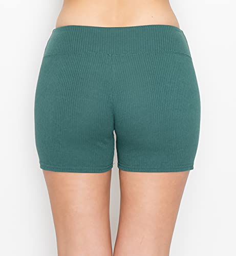 Image of ALWAYS Women's Ribbed Biker Shorts, High Waisted Tummy Control Workout Shorts, 5 inch Inseam, Seafoam L