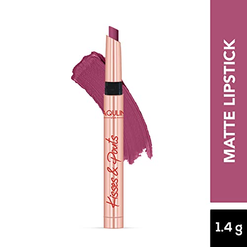 Image of JAQULINE USA Kisses & Pouts Matte Lipstick | Transfer Proof | Smudge Proof | Enriched with Vitamin E | Lightweight | High-Impact Colour | Long Lasting | 1.4g (Love Kiss)