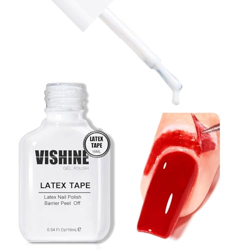 Vishine Liquid Latex for Nails, 16ml Peel Off Cuticle Guard with Stick, Skin Barrier Protector Latex Tape for Gel Nail Polish Manicure Nails Design
