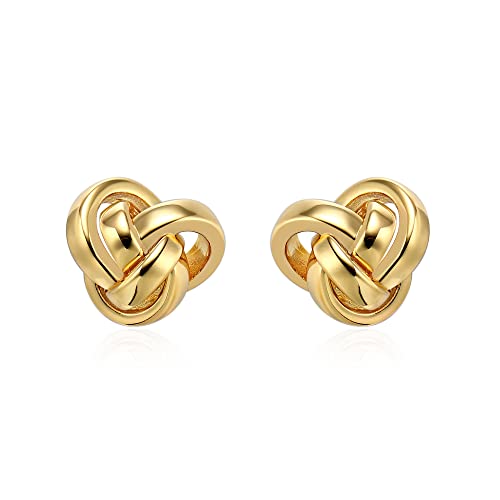 18k Gold Plated Twisted Wire Love Knot Stud Earrings for Women 925 Sterling Silver Post Heart Shape Earrings for Women Lightweight Earrings