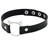 XIGAWAY Collar de cara de gato para mujer, gargantilla de cuero ajustable con colgante de aleación dorada, collar de moda de 8 a 20 pulgadas, 8 colores, verano 2025, 1, Cuero, Sin piedra preciosa